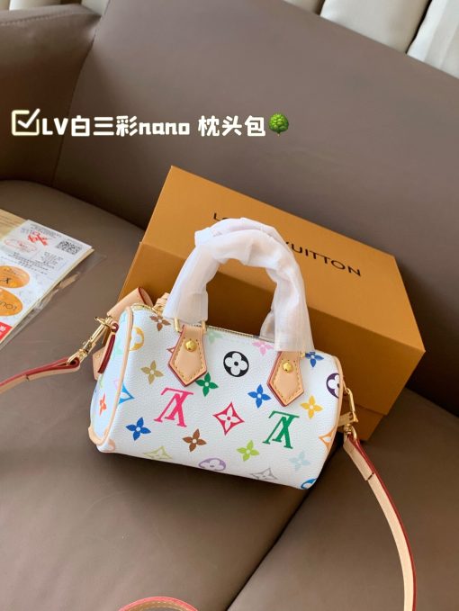 LV white tri-color nano pillow bag