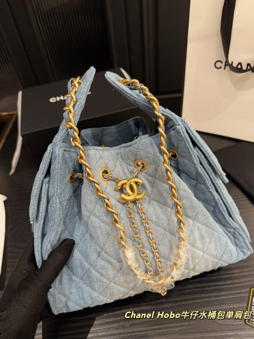 Chanel denim bucket bag