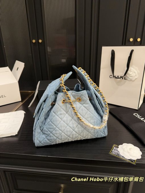 Chanel denim bucket bag - Image 6