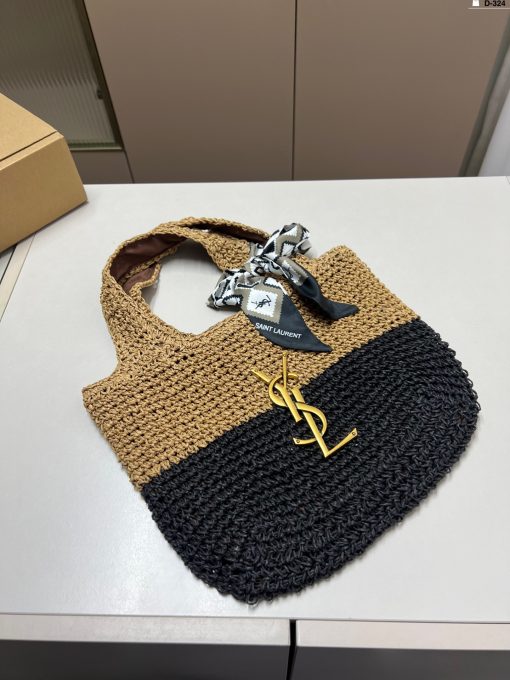 YSL straw tote bag